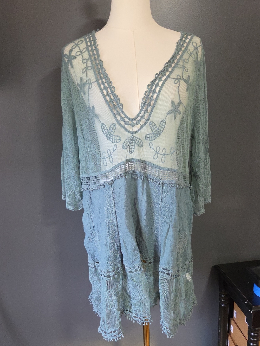 Women's Lace Tunic in Sage Green